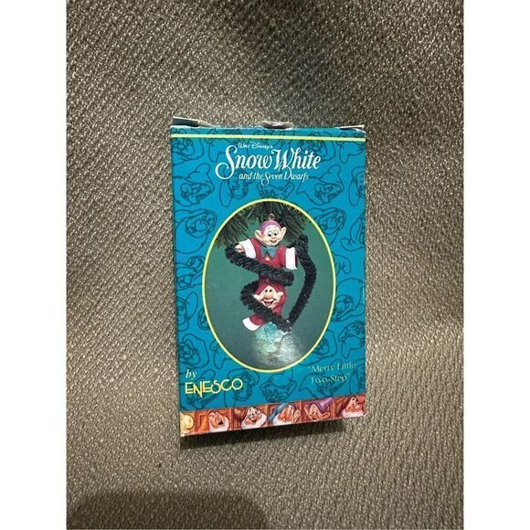 Enesco Disney Christmas Ornament Dopey & Sneezy Merry Little Two Step Snow White - Picture 1 of 11